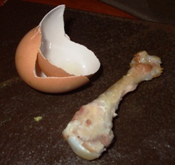 卵の殻と手羽元の骨
